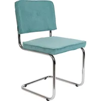 Zuiver Ridge Rib Chrome Eetkamerstoel - Blauw - Set van 2